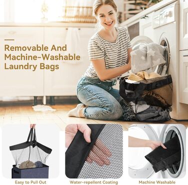 SOLEDI 100L Laundry Basket, Laundry Hamper with Lid and Laundry Bag - Large Laundry Sorter for Bathroom, Bedroom, Laundry Room, Children's Room