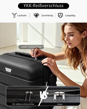 Набір валіз COOLIFE 3 шт. (M, L, XL) для сімейних та закордонних подорожей, ABS+PC, чорний