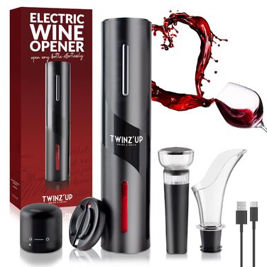 Електричний відкривачка для вина 6-в-1 з USB-кабелем: відкривачка, різак, виливач, вакуумний насос, закривач. Ідеально для любителів вина
