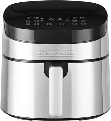 Фритюрниця GASTROBACK Air Pro XXL: 6.5 л, 8 програм, сенсорне керування, срібно-чорний колір