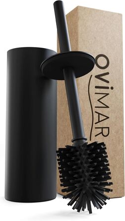 Набір для чищення унітазу Ingoy | Силіконова щітка для унітазу | Чорний | з нержавіючої сталі з кришкою | для ванної кімнати та гостьового туалету | знімний насадка | стильний дизайн