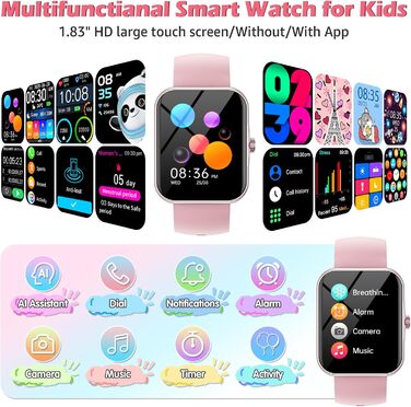 Дитячий розумний годинник Kinder Sport Fitness з крокомером, 100+ спортивних режимів, будильником, іграми, секундоміром, повідомленнями, для дітей 5-16 років, рожевий