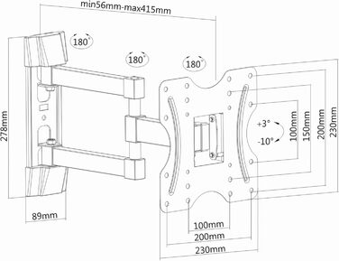 Настінне кріплення для телевізора PureMounts FM12-200 58-107 см (23-42 дюйми), VESA 200x200, чорне