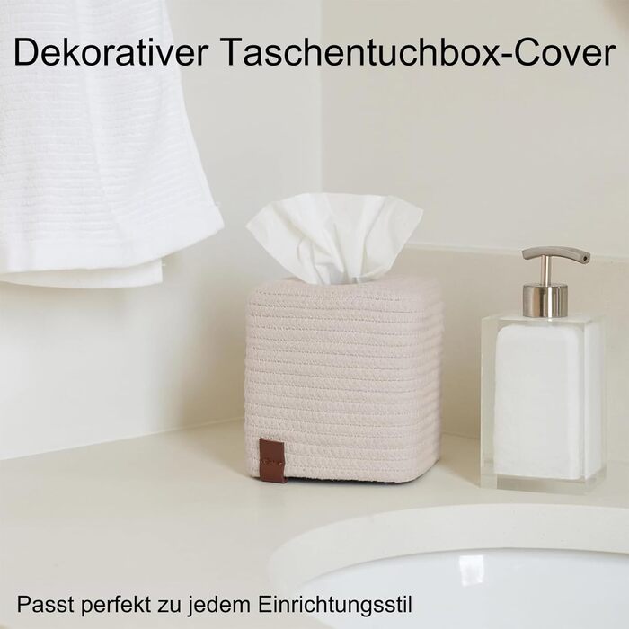 Скринниця для серветок Rarapop: стильна дерев'яна скринька-куб для ванної кімнати та офісу (кремовий колір)