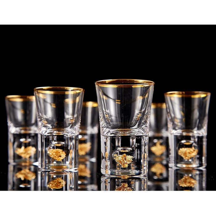 Набір келихів для шнапсу DUJUST 4cl (6 шт.) з кришталю, декоровані 24K золотом, без BPA та свинцю