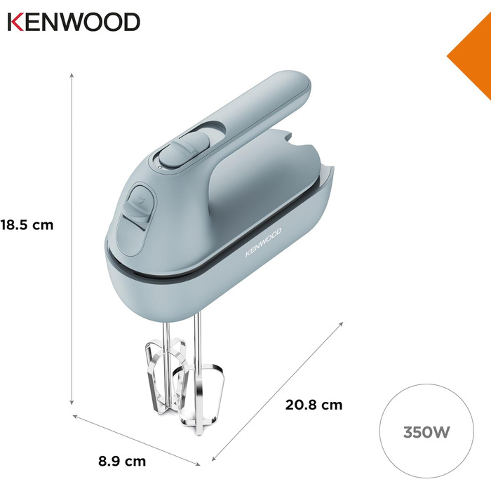 Міксер ручний Kenwood QuickMix Go HMP40.000GY сірий-блакитний, 350W, з кейсом, вінчики та гаки, мірна ложка