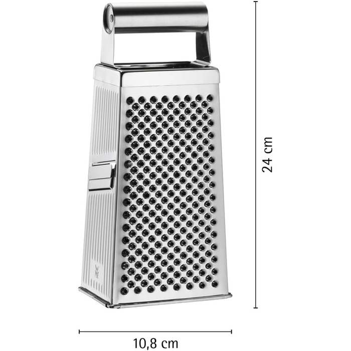 Тёрка кухонна WMF Gourmet Vierkantreibe, 8 x 24 см, нержавіюча сталь, 4 поверхні, для овочів та картоплі, Cromargan, придатна для миття в посудомийній машині