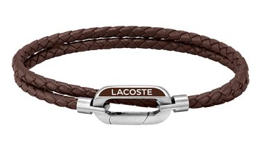 Браслет шкіряний чоловічий Lacoste STARBOARD синій, зелений, коричневий (коричневий)