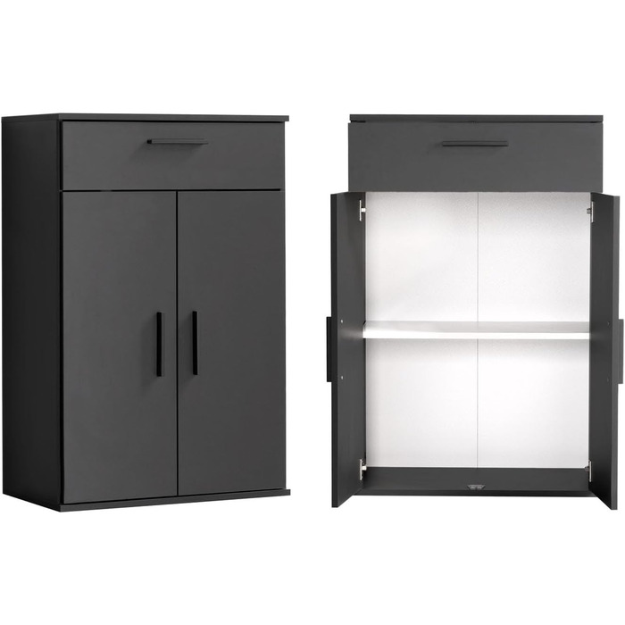 Multi-purpose cabinet 60cm wide with drawers 'The Practical', small office cabinet or filing cabinet, also as a shoe cabinet or storage cabinet in 60x90x34 cm (W/H/D) in White (Height 90CM, Anthracite Black)