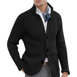 Трактенкова в'язана жилетка чоловіча кардиган на ґудзиках, пуловер, куртка без капюшона, флісова жилетка для активного відпочинку, в'язана світшот, класична, стильна жилетка, тепла зимова куртка до джинсів або чинос, чорний колір