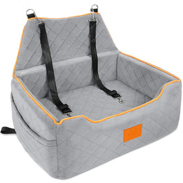 GL GLENSLAVE Dog Car Seat for Large/Medium Dogs - Elevated Pet Seat for Dogs Up to 25kg or 2 Small Dogs, Removable & Washable with Thick Cushions & Storage Pockets (Gray)