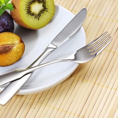 GRÄWE Cutlery Set for 6 people, flatware 24-piece, cutlery set including knife, fork, spoon, teaspoon, stainless steel 18/10, polished, dishwasher-safe, Spaten cutlery series