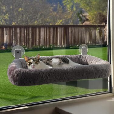 Кішка ліжко на вікно - стійке ліжко для котів з пральним подушкою | Зручна гамак для вікон до 18 кг | Економне місце для котів та аксесуари