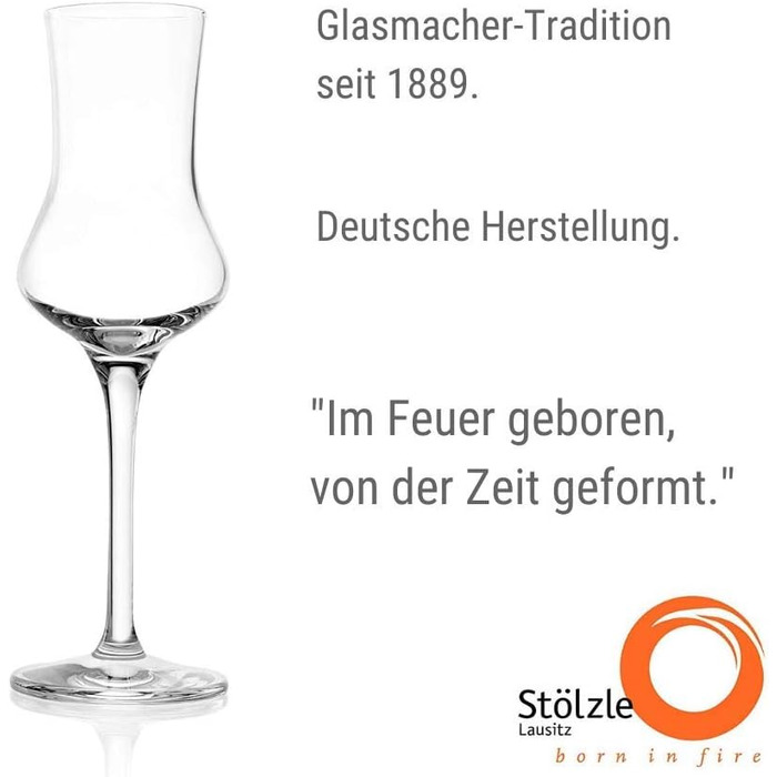 Набір келихів Stölzle Lausitz Grappa 6 шт, 90 мл для бренді, лікеру, граппи. Келихи зі ніжкою, преміум-якість, можна мити в посудомийній машині