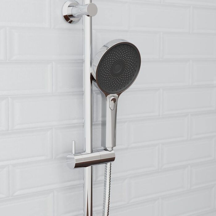 SCHÜTTE Handshower SAMOA RAIN | Jet Stream Technology | Showerhead with over 300 nozzles | 3 adjustable spray patterns | Anti-limescale showerhead for the shower | White (Chrome)