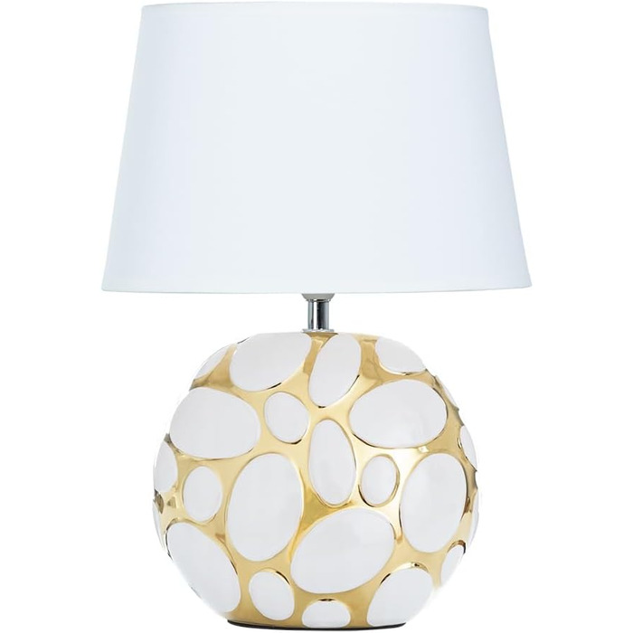 ARTE LAMP Poppy LED лампа настільна з кабелем – Хром/Біла настільна лампа з абажуром з білого текстилю для вітальні та спальні (Poppy Gold)