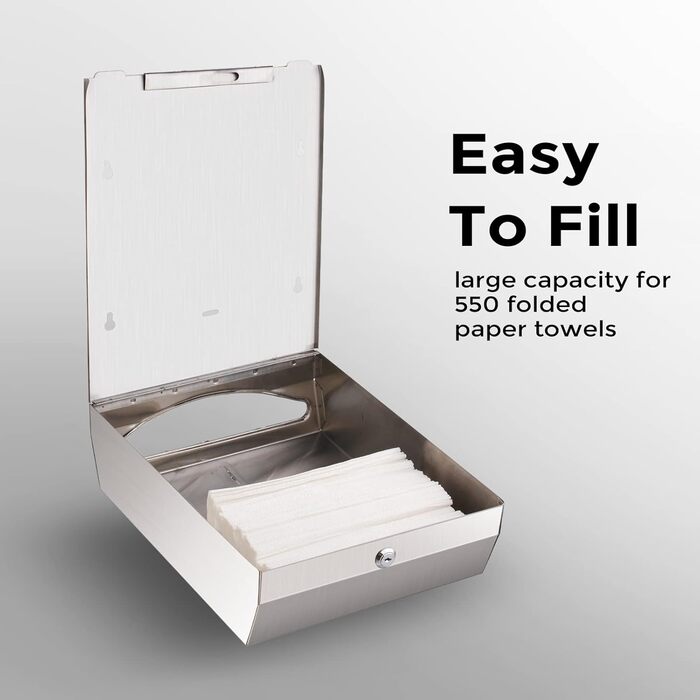 Multifold Paper Towel Dispenser Wall Mount - Multifold Trifold Paper Towel Dispenser, Large Capacity Stainless Steel Tissue Holder, Suitable for Bathrooms and Public Places