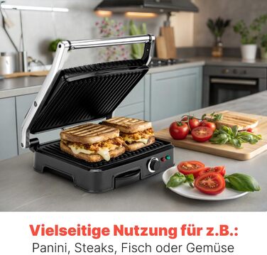Clatronic 2000W Contact Grill | Non-Stick Grill Plates | Panini Grill Toaster | KG 3487
