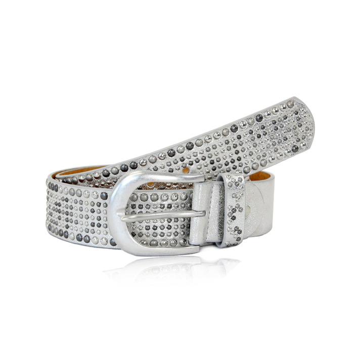 Жіночий широкий ремінь Irisaa з заклепками в вінтажному стилі, джинсовий ремінь 105 см, срібний