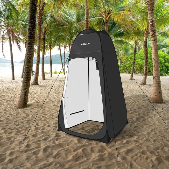 Намет для душу Pop Up, 190x120x120 см, для кемпінгу та відпочинку на природі, 1 особа, 3-секційний, чорний