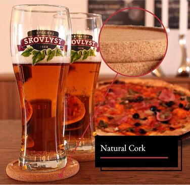 BARVIVO Cork Coasters for Drinks + Holder, 12 Pieces, ideal coasters for wooden tables, stain and scratch protection, rustic coaster set, suitable for all sizes of glasses.