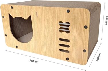 Cat Cave with Scratching Board, XXL Indoor Cardboard Cat House, Scratch Cardboard for Cats, Scratching Pad Lounge, Durable Cat Toy 55 * 29 * 28cm (Cat Head)