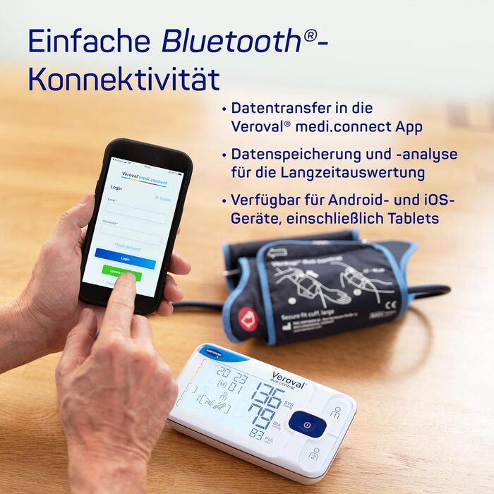 Тонометр Veroval duo control medium – вимірювання артеріального тиску на плечі з контролем ритму серця | цифровий, з додатком (Bluetooth), контролем положення манжети, індикатором спокою & програмне забезпечення medium Normal