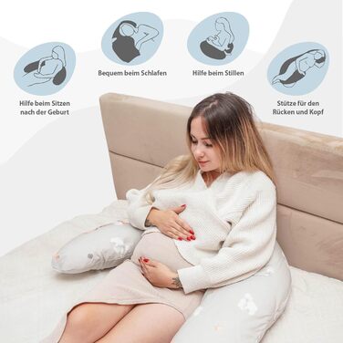 Подушка для вагітних Totsy Baby XXL 190 см з бавовни Oeko-Tex (бежева з зірками)