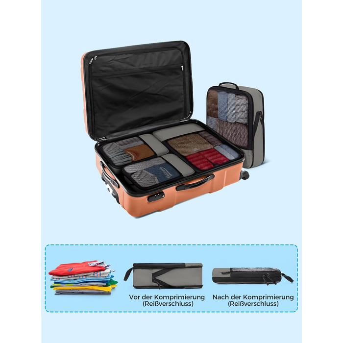 Набір кубиків для пакування багажу BAGLHER - Клінічний органайзер для подорожей, водонепроникні сумки (Сірий)