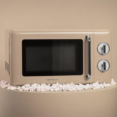 Мікрохвильова піч Cecotec Proclean 3110 Retro Beige з грилем, 700 Вт, механічне керування, 6 рівнів потужності, таймер до 30 хв, функція розморожування, ретро-дизайн, бежевий колір, сталеве покриття, серія 31 Beige