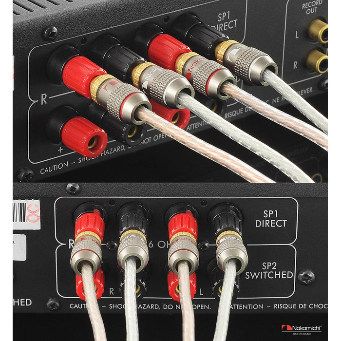 З'єднувачі банани Nakamichi FanLock Excel-Serie 24K, 10-18 AWG, 4 мм, для аудіокабелів, 4 шт. (2 пари)