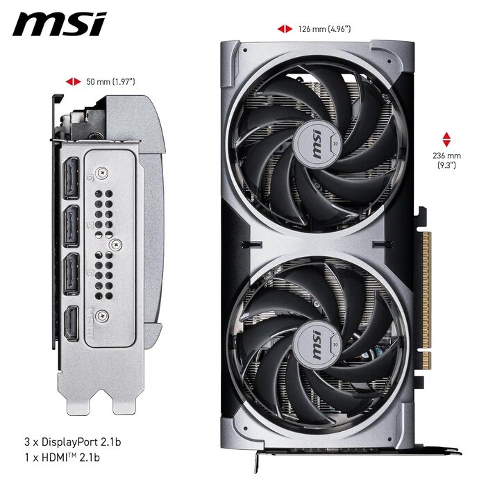 Відеокарта MSI GeForce RTX 5070 VENTUS 2X OC 12GB GDDR7, PCIe 5.0, Boost 2542 MHz