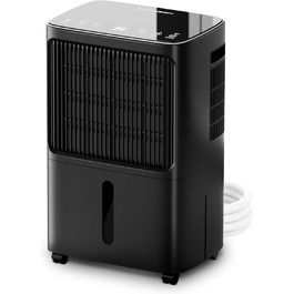 Зволожувач повітря Erikssøn з LED дисплеєм, таймером та захистом для дітей | видаляє 16 л вологи на добу | для приміщень до 140 м³ (70 м²) | енергоефективний зволожувач з датчиком вологості, білий (чорний)