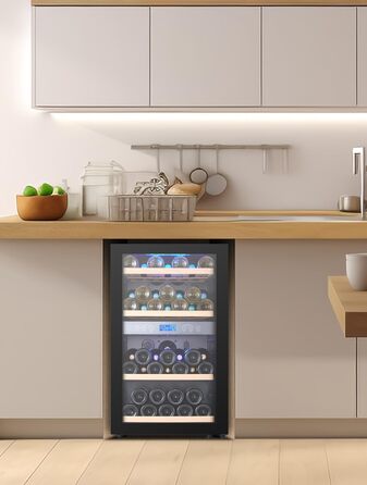 Kalamera 45 Bottle Dual Zone Wine Refrigerator - 120 Liter Capacity with LCD Display