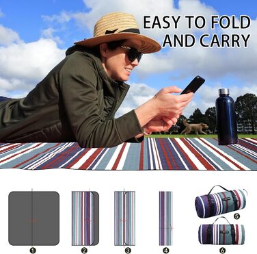 Килимок для пікніка HX&OD великого розміру (203x152 см), водонепроникний, 3-шаровий, для кемпінгу, подорожей, парків, концертів, червоний