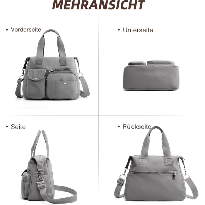 Сумка жіноча DIRRONA велика – містка сумка-шопер для міста, роботи, університету та подорожей, з плечовим ременем (сірий)