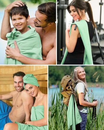 Рушники Fit-Flip з мікрофібри - компактні та легкі. Швидковисихаючі рушники з мікрофібри для подорожей, спорту, пляжу. Великий рушник для душу. Фітнес, спорт, плавання. 50x30см, 80x40см, 1 шт. (М'ята води)