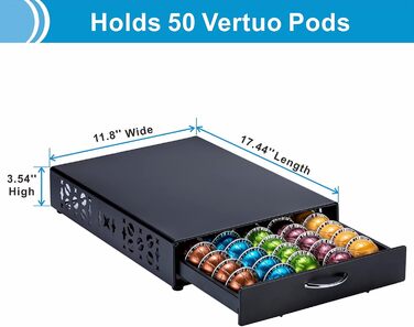 Тримач для капсул Vertuo Rice rat для Nespresso Vertuo, 50 капсул, чорний, скляний каркас чорного кольору