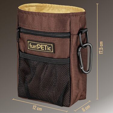 Набір для годування тварин funPETic: сумка для корму з 4 відділеннями, складна миска з силікону, кишеня для ласощів та карабін. Підходить для собак, котів, коней.