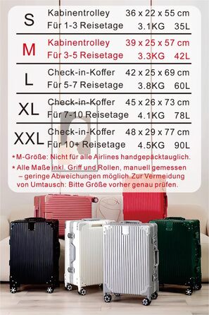 Чемодан-валіза ручної об'єм Yuweijie з алюмінієвим каркасом та полікарбонатом, 55 см, 35 л