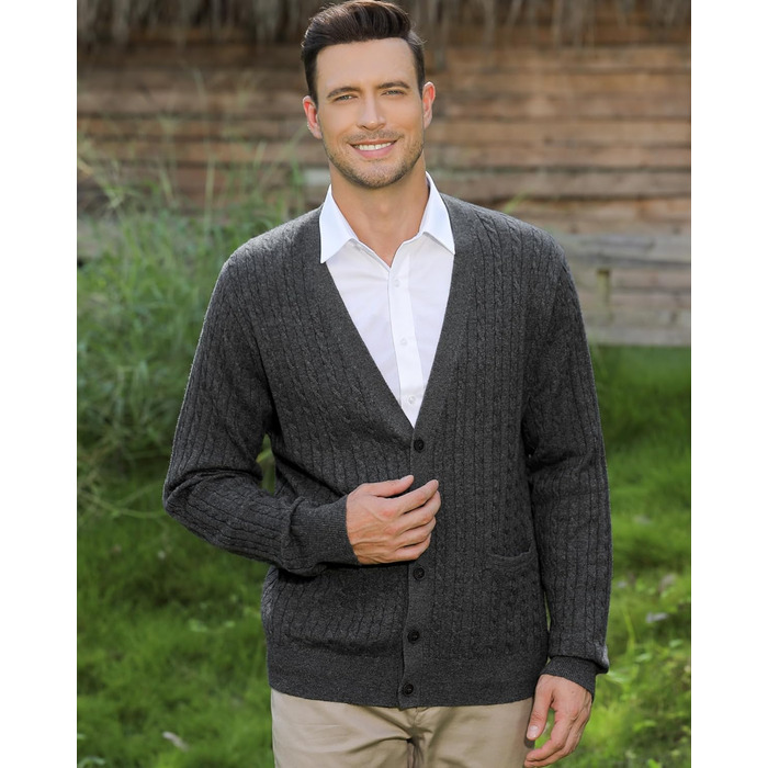 Чоловічий кардиган Kallspin з в'язаного з мікрофібри, в'язаний візерунком 