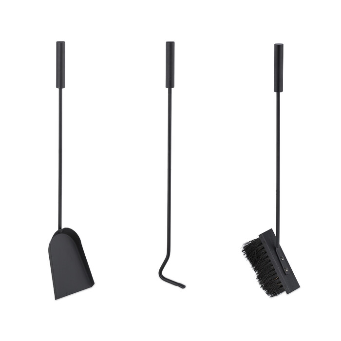 Relaxdays Fireplace Set, 4-Piece, Black