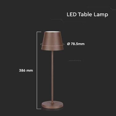 LED-лампа настільна V-TAC VT-7522 бездротова диммерна з сенсорним керуванням, акумулятор 4400 mAh, тепле світло 3000K, IP54 для дому та вулиці