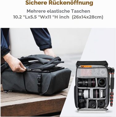 Водонепроникний фоторюкзак K&F Concept Rolltop 20Л для дзеркальних камер Canon, Nikon, Sony та ноутбука 15.6