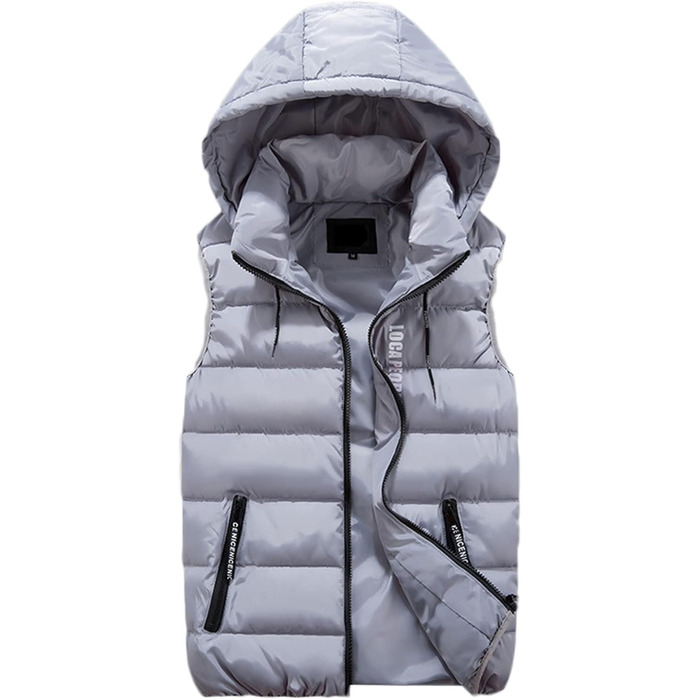 Чоловіча степкова жилетка GIBZ з капюшоном, без рукавів, спортивна, тепла, для відпочинку та активного відпочинку, сіра (XXL)