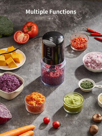 Електричний міні-подрібнювач 500 мл, кухонний комбайн 300 Вт з 4-ма нержавіючими лезами та 2 швидкостями, мультиподрібнювач для овочів, м'яса, горіхів, соусів та дитячого харчування