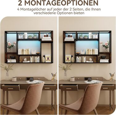 Стильне металеве виноградне реіал на стіну з LED-підсвічуванням, 3 яруси, чорний, 120x80 см