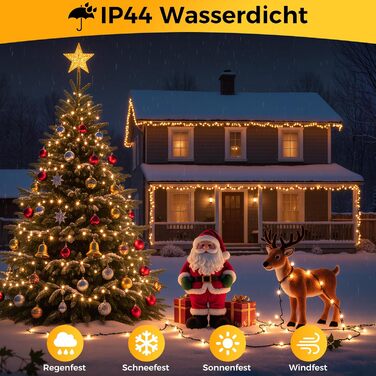 LED гірлянда для прикраси ялинки та декору на балкон/сад: 15м + 5м, 150 LED, тепле біле світло, таймер, пульт, 8 режимів