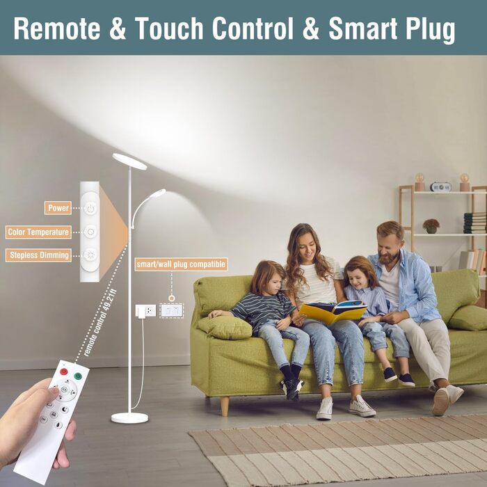 Стельова LED-лампа Stehlampe для вітальні, 4200LM, з регулюванням яскравості та пультом керування, сучасний дизайн, 42W, білий колір