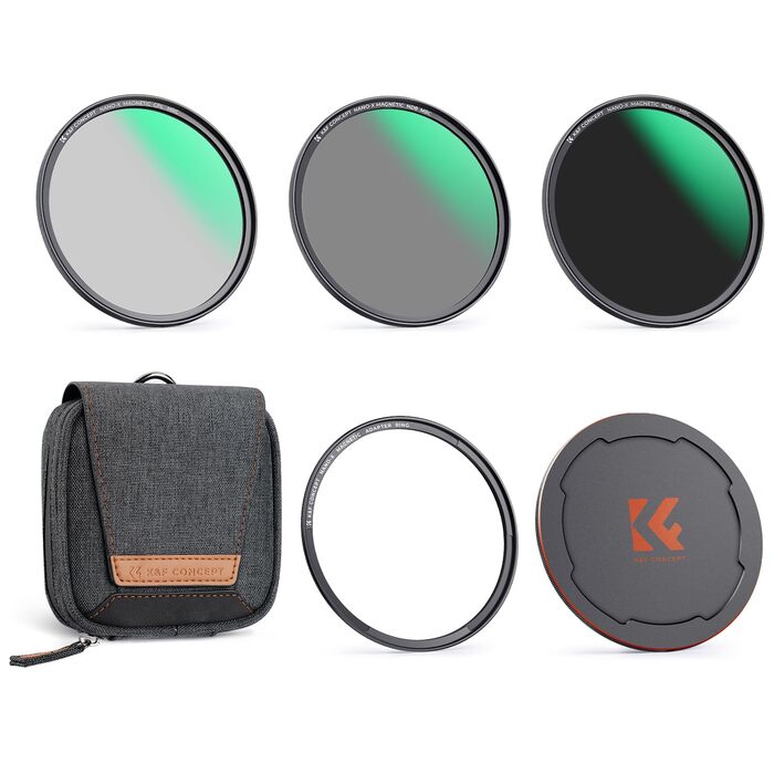 Набір магнітних фільтрів K&F Concept 77mm: CPL, ND8, ND64 з адаптером та чохлом (Nano-Xcel)